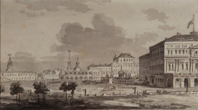 Moscow Kremlin before the construction of the Grand Kremlin Palace by Maxim Nikiphorovich Vorobyev