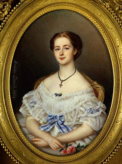 Portrait of Woman with Blue Ribbon by Maxime David