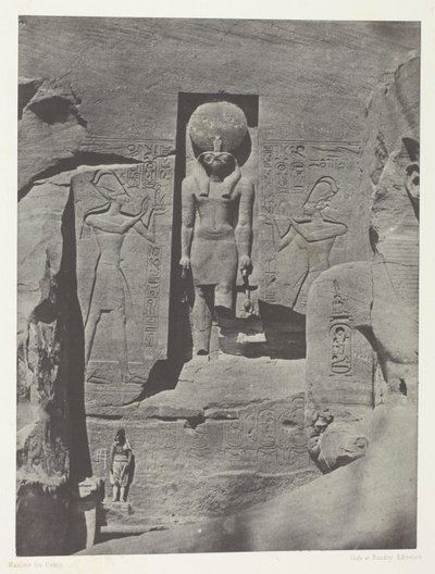 Ibsamboul, Sculptures at the Entrance of the Speos of Phre, Nubia, plate 105 from the album "Egypt, Nubia, Palestine and Syria" (1852) by Maxime Du Camp