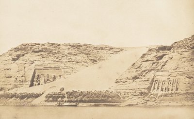 General View of the Speos of Phre and Athor, at Abousembil, Taken from the Island, March 29, 1850 by Maxime Du Camp