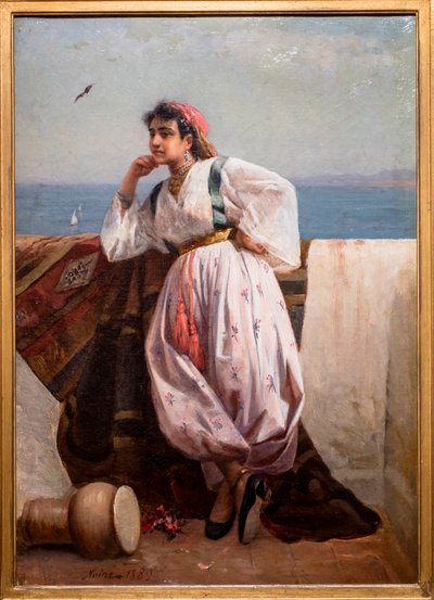Young Oriental Woman on a Terrace in Algiers by Maxime Noire