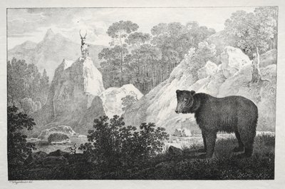 Mountainous Landscape with Bear in the Foreground by Maximilian Josef Wagenbauer