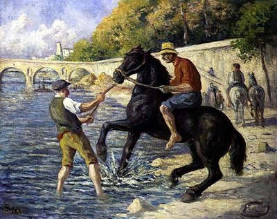 Bathing the Horses, c.1910 by Maximilien Luce