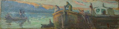 Flood Landscape with Barge and Boats by Maximilien Luce