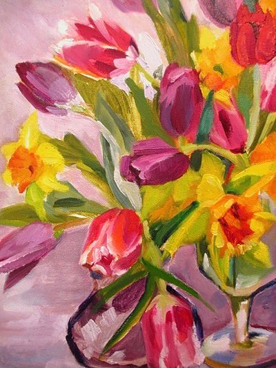 Bright Spring Flowers by Maxine Shore