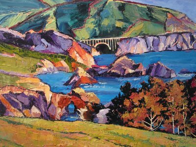 Colorful Coastal Bridge by Maxine Shore
