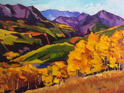 Golden Aspen Mountain View by Maxine Shore