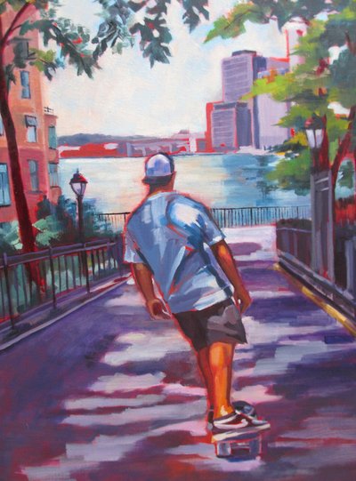 Skateboarding City Life by Maxine Shore