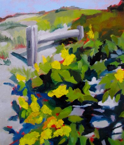 Sunny Path with Yellow Flowers by Maxine Shore