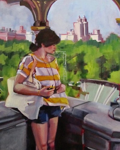 Thoughtful Woman Urban Park by Maxine Shore