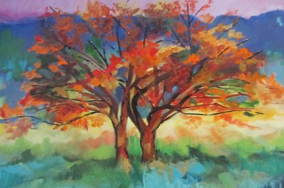 Vibrant Autumn Trees by Maxine Shore