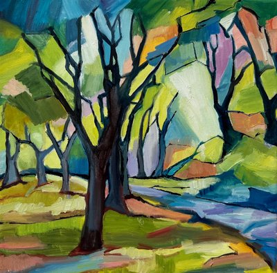 Vibrant Forest Path by Maxine Shore