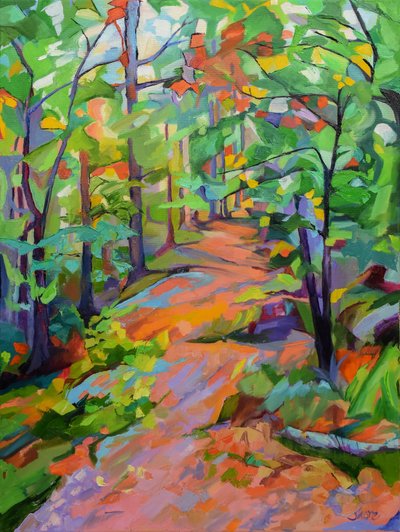Vibrant Forest Path by Maxine Shore