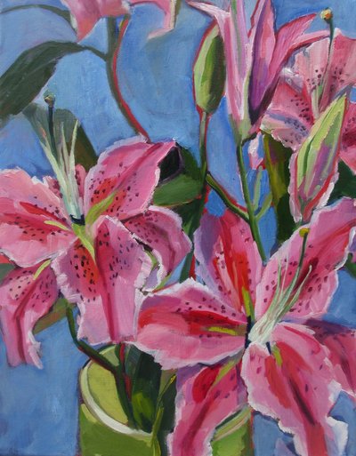 Vibrant Pink Lilies by Maxine Shore