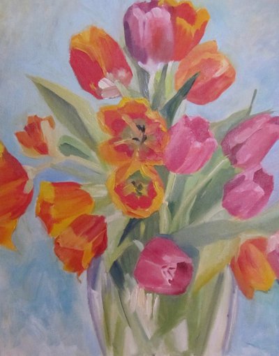 Vibrant Spring Tulips by Maxine Shore