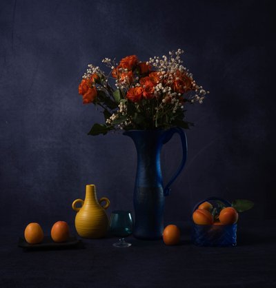 Moody Flowers and Apricots by May G