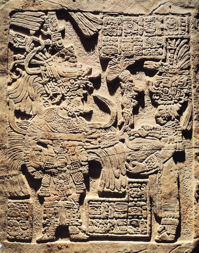 Stela depicting a High Priest and a Woman, from Yaxchilan by Mayan