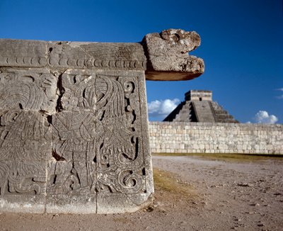 The Great Ball Playground and in the Background the Castillo, 750-1200 by Mayan