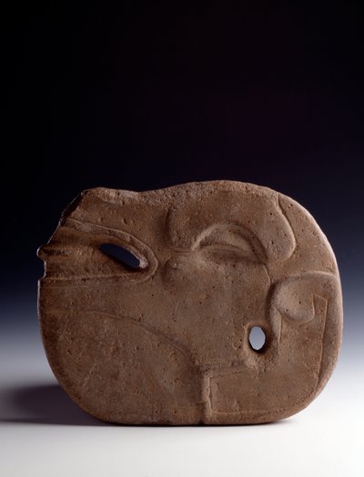 Precolombian art, Mayan civilization, classical period: zoomorphic axe in carved stone representing the head of a deer by Mayan Mayan