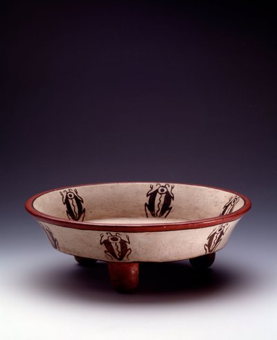 Tripod polychrome clay dish decorated with coleopteres by Mayan Mayan