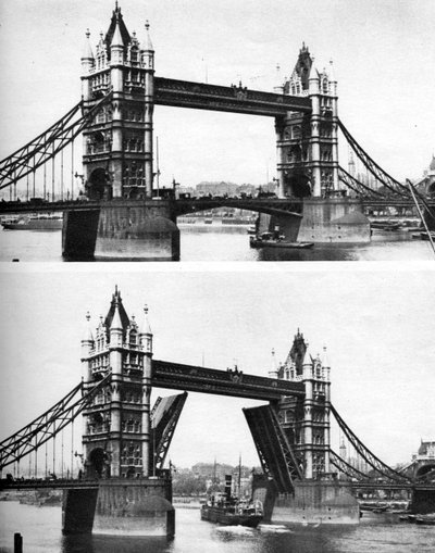 Tower Bridge Open and Closed, London, 1926-1927 by McLeish