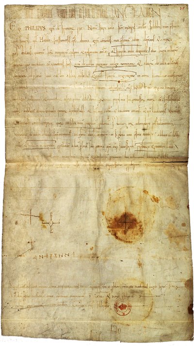 Diploma of Philip I in Favor of the Abbey of St. Crépin in Soissons, with Signature by Anne of Kiev, Queen of France by Medieval Document