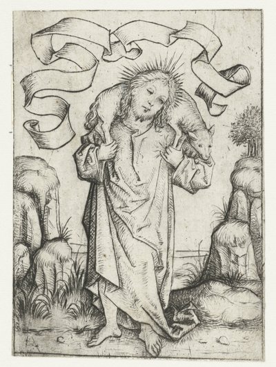 Christ as the Good Shepherd by Meester van het Amsterdamse Kabinet