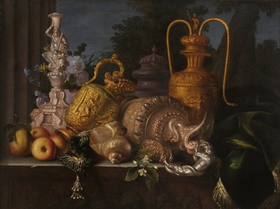 Still Life, Shells and Goldsmith by Meiffren (c.1630 1705) Conte