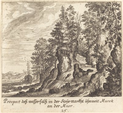 Waterfall by Melchior Küsel after Johann Wilhelm Baur