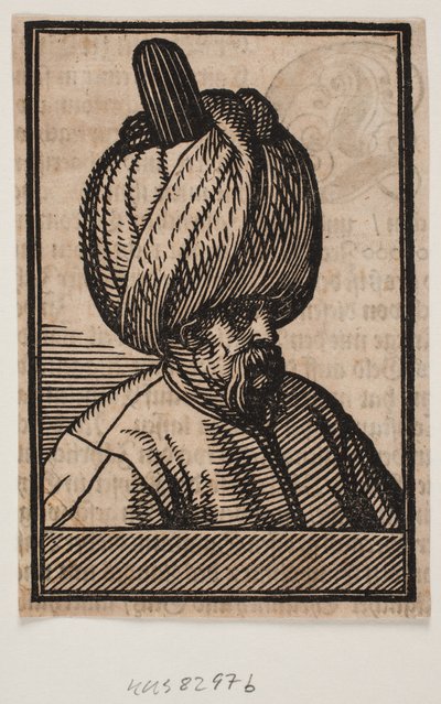 Bust of Bearded Man Wearing a Turban, 3/4 Profile Towards the Right by Melchior Lorck