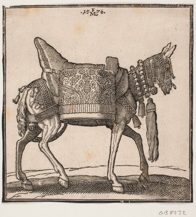 A Magnificently Equipped Mule, Profile to the Right by Melchior Lorck