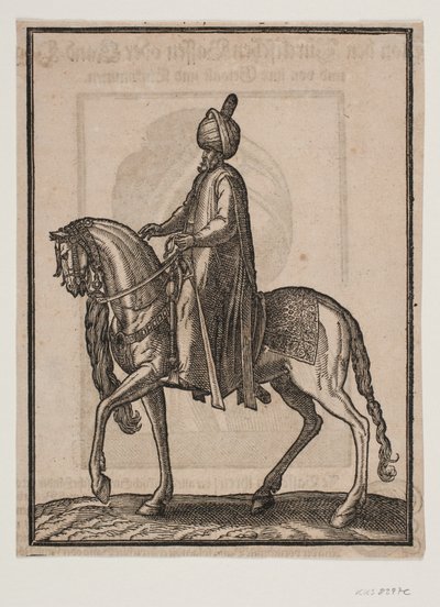 Mounted Older Man with Club at His Side by Melchior Lorck