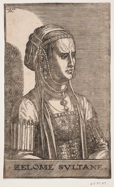 Portrait of the Sultana, Half Profile to the Right: ZELOME SVLTANE by Melchior Lorck