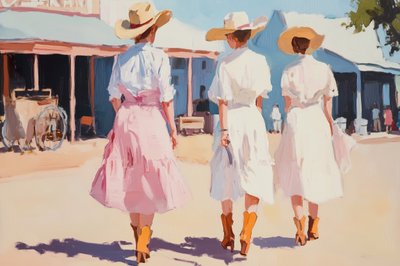 Western Town Stroll by Melloi Art Prints