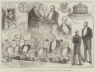 Banquet at the Townhall, Grimsby, on the Town Becoming a County Borough by Melton Prior