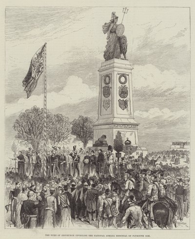 The Duke of Edinburgh unveiling the National Armada Memorial on Plymouth Hoe by Melton Prior