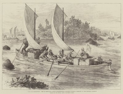 The Nile Expedition, the 1st Battalion South Staffordshire Regiment Pushing Forward at the Hannek Cataract by Melton Prior
