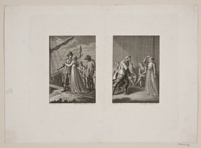 Farewell Scene at a Ship; A Man Drawing His Sword Before a Woman by Meno Haas