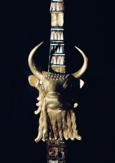 Head of a Bull, Decoration from a Harp, 2800-2300 BC by Mesopotamian