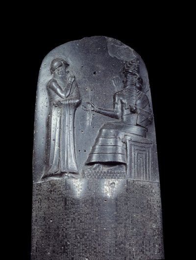 Stele in diorite of the Code of Laws of Hammurabi by Mesopotamian