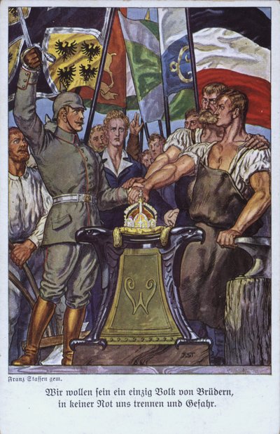 Unity of the German Peoples, Propaganda Postcard by Mesopotamian
