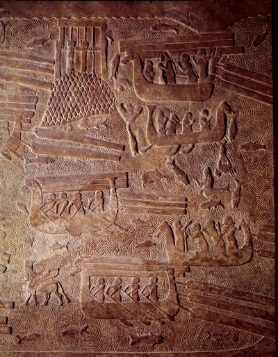 Mesopotamia: Maritime Scene Representing the Transport of Timber to Lebanon (detail) by Mesopotamian Mesopotamian