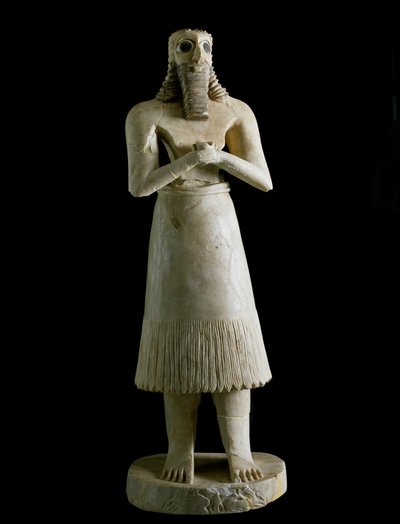 Mesopotamian Art: Figurine of Bearded Man (or God Abu) by Mesopotamian Mesopotamian