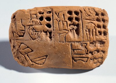 Mesopotamia: raw earth tablet with cuneiform inscription. Region Sumer. 3300 BC Paris, Musee du Louvre by Mesopotamian School