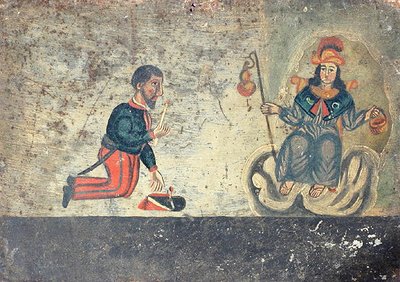 Ex-voto Depicting a French Soldier Thanking St. James of Compostela by Mexican School