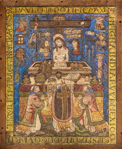 Mass of Saint Gregory / Feather mosaic, Mexico by Mexican School