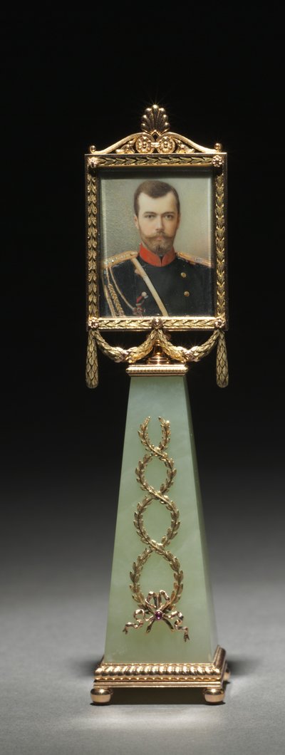 Framed Miniature: Portrait of Czar Nicholas II by Michael Evlampievich Perkhin