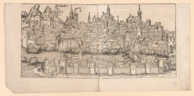 Nuremberg Chronicle: Topographical View of Basle, Switzerland by Michael Wolgemut