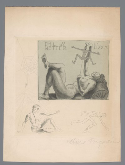 Ex Libris of Emil W. Netter by Michel Fingesten (signed by artist)