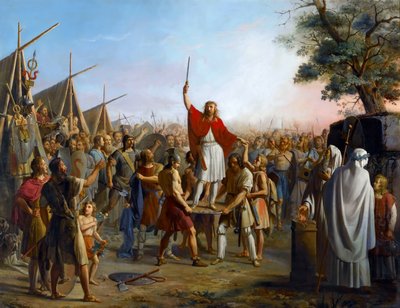 Pharamond, raised on a shield by the Franks by Michel Philibert Genod